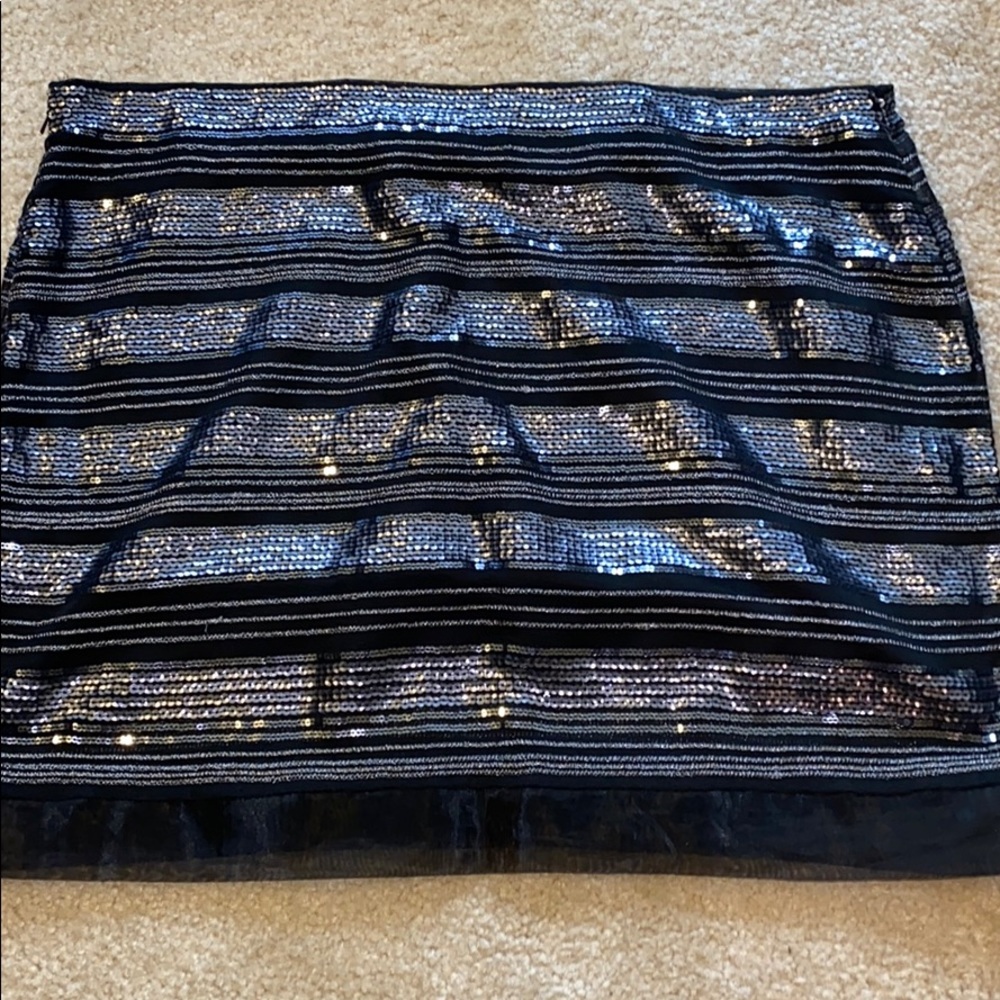 Express mini skirt size 12 Black & Pewter sequins